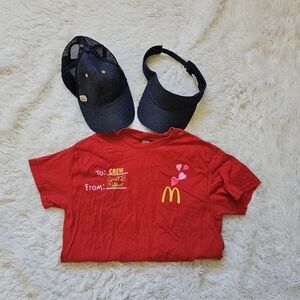 McDonalds Crew Work Shirt Womens S and Hats Cardi‎ B Red Valentines Day Hearts